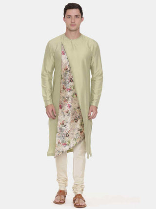 Pista green printed kurta and churidaar