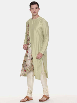 Pista green printed kurta and churidaar