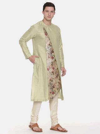 Pista green printed kurta and churidaar