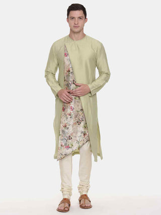 Pista green printed kurta and churidaar