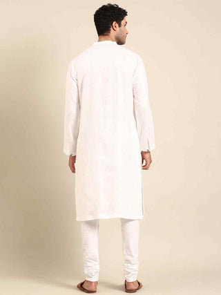 Ivory linen kurta and churidaar