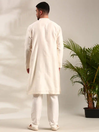 Ivory embroidered chanderi kurta and churidar