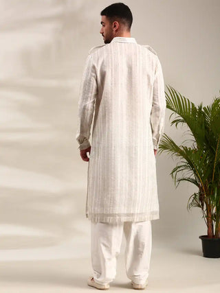 Ivory chanderi pathani kurta and pants