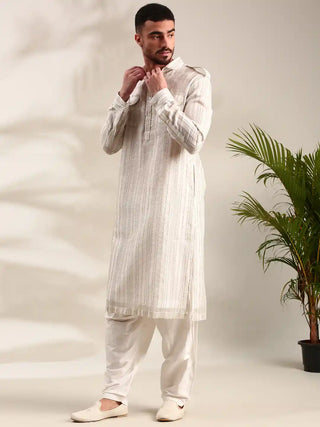 Ivory chanderi pathani kurta and pants