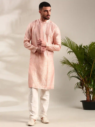 Peach chanderi kurta and churidar