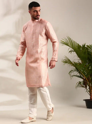 Peach chanderi kurta and churidar