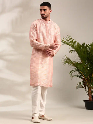 Peach chanderi kurta and churidar