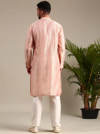 Peach chanderi kurta and churidar