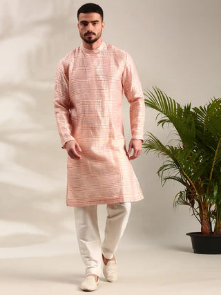 Peach chanderi kurta and churidar