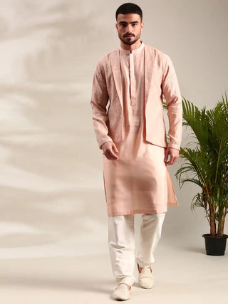 Pink chanderi kurta and churidar