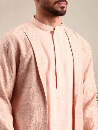 Pink chanderi kurta and churidar