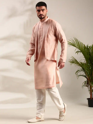 Pink chanderi kurta and churidar