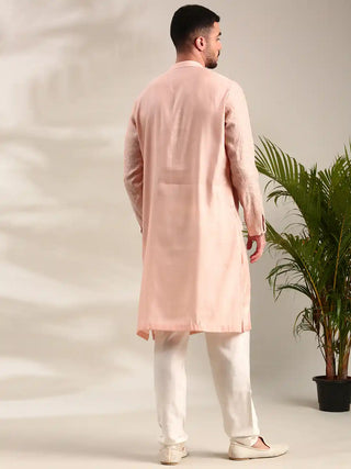 Pink chanderi kurta and churidar