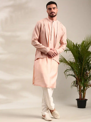 Pink chanderi kurta and churidar