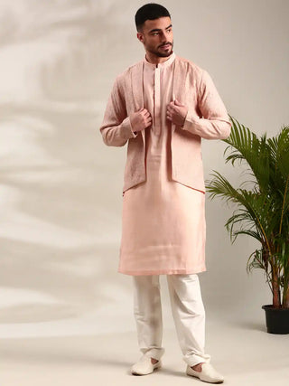 Pink chanderi kurta and churidar