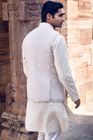 Ivory ecru nayab bandi jacket and kurta set