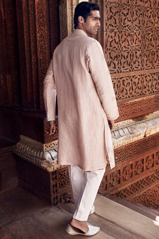 Blush pink patti linen kurta and pants