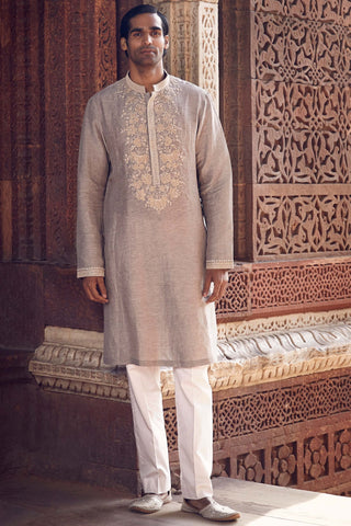 Scottish gray sona patti kurta and pants