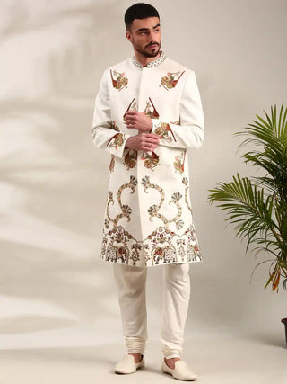 Ivory embroidered sherwani and churidar