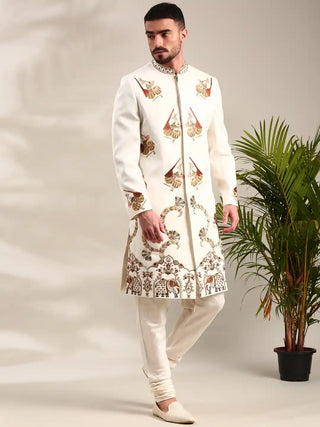 Ivory embroidered sherwani and churidar