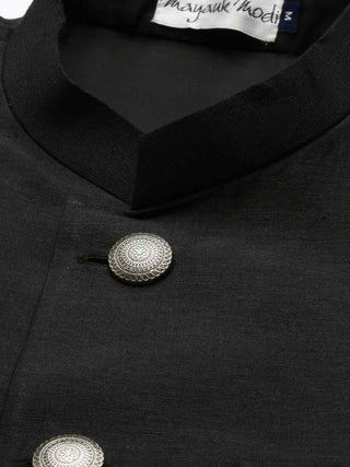 Black classic cut away sherwani