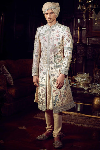 Beige vintage peach masai lost in time sherwani