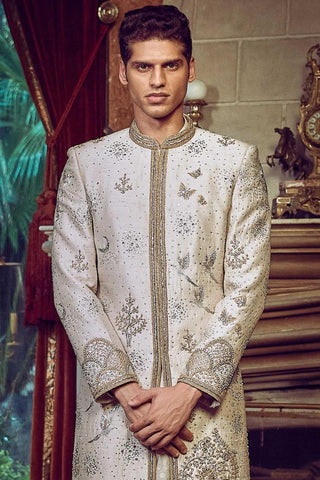 Ivory aurum ekru tree of life lost in time sherwani