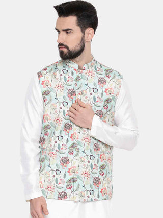 Green muslin silk nehru jacket