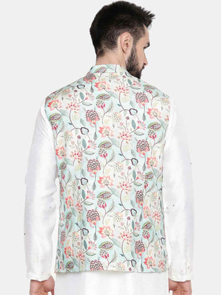 Green muslin silk nehru jacket