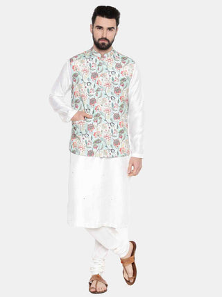 Green muslin silk nehru jacket