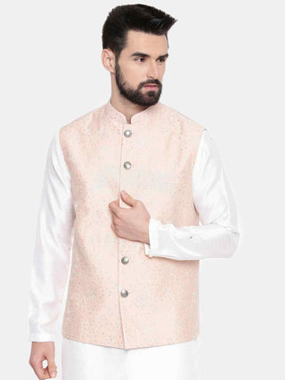 Pink chanderi pink waist jacket