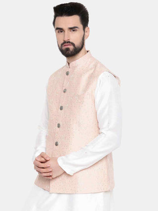 Pink chanderi pink waist jacket