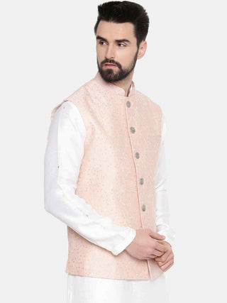 Pink chanderi pink waist jacket