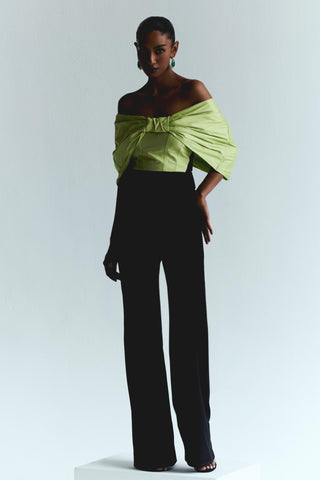 Green contrast bow detailed reim jumpsuit