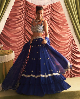 Chameli electric blue embellished choli, lehenga and dupatta