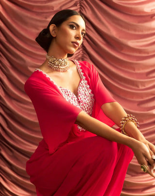 Rekha rani pink embellished draped jumpsuit