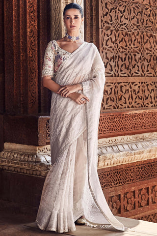 Ivory royal nandi tissue saree set