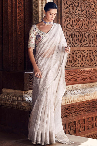 Ivory royal nandi tissue saree set