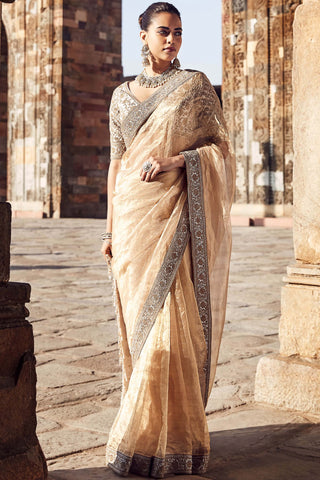 Sona kora gold tissue saree set