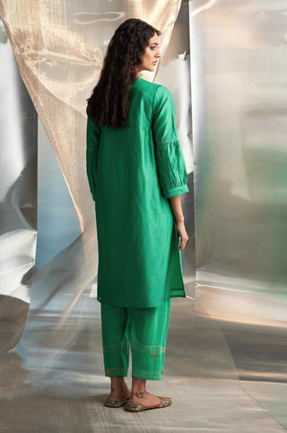 Lesh green heavy booti kurta set