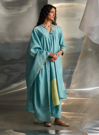 Powder blue chanderi kurta set