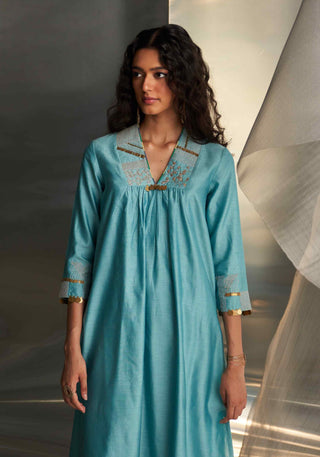 Powder blue chanderi kurta set