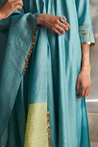 Powder blue chanderi kurta set