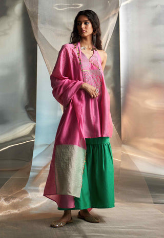 Pink sleeveless sharara set