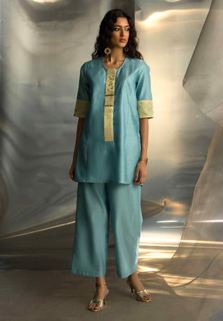 Powder blue short kurta set