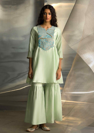 Mint green sharara set