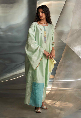 Mint green flared sleeves kurta set