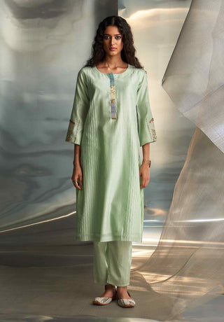 Mint green flared sleeves kurta set