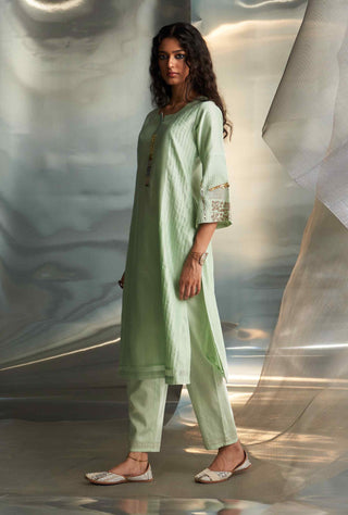 Mint green flared sleeves kurta set