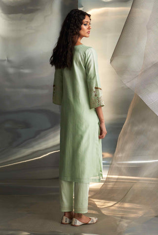 Mint green flared sleeves kurta set